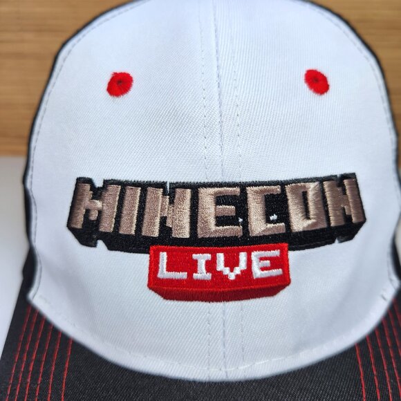XBOX Minecon Live PlayStation Baseball Cap Hat black white red Hook & Loop Close - Picture 2 of 8